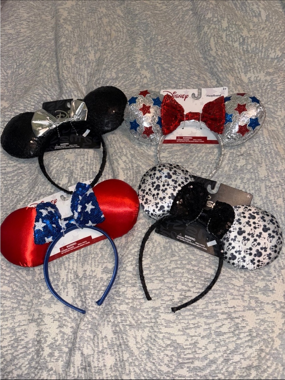 Lot of 4 new authentic Disney Minnie Mouse park Ears sparkle USA
